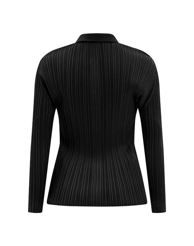 피네플리츠 [FINE PLEATS] 피네 플리츠 버튼 업 블라우스 블랙 착용컷