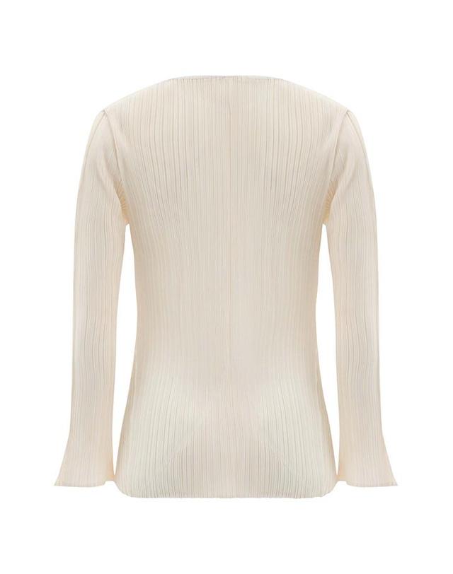 피네플리츠 [FINE PLEATS] 피네 플리츠 긴팔 A라인 탑 아이보리 착용컷