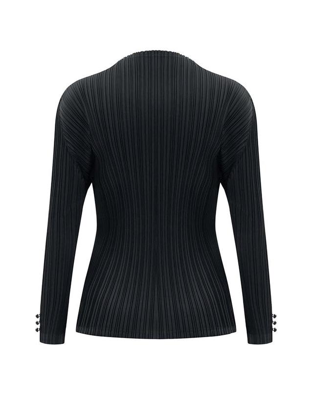 피네플리츠 [FINE PLEATS] 피네 플리츠 버튼 포인트 탑 블랙 착용컷