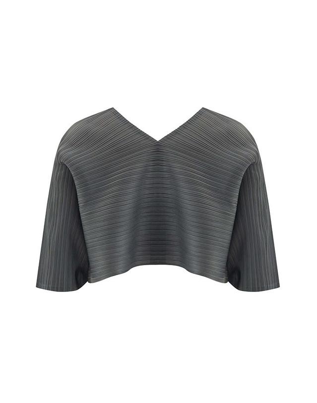 피네플리츠 [FINE PLEATS] 피네 플리츠 케이프 레이어드 탑 그레이 착용컷