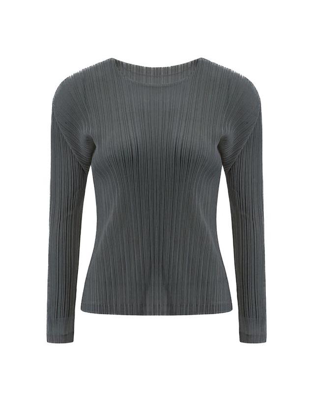 피네플리츠 [FINE PLEATS] 피네 플리츠 베이직 긴팔 탑 그레이 착용컷