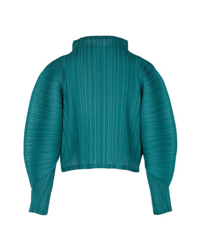 피네플리츠 [FINE PLEATS] 피네 플리츠 뉴 차이나 크롭 탑 청록 착용컷