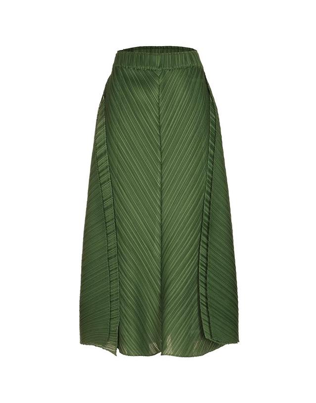 피네플리츠 [FINE PLEATS] 피네 플리츠 페어리 롱 스커트 그린 빈 착용컷