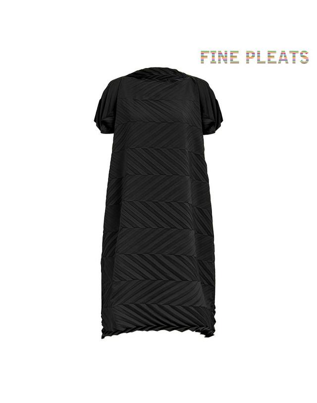 피네플리츠 [FINE PLEATS] 피네 플리츠 슬로프 플리츠 원피스 블랙 착용컷