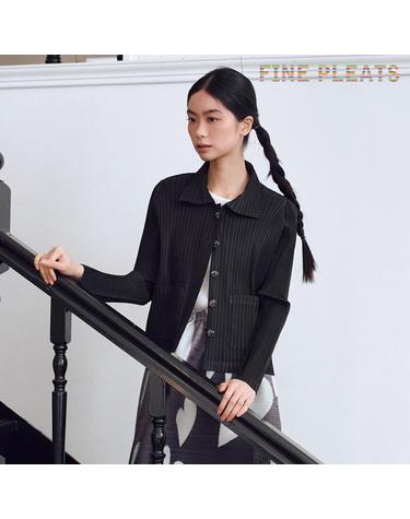 [FINE PLEATS] 피네 플리츠 베이직 버튼 자켓 블랙