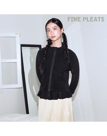 [FINE PLEATS] 피네 플리츠 라인 집업 점퍼 블랙