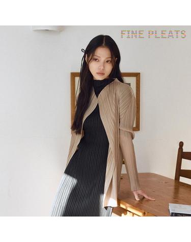 [FINE PLEATS] 피네 플리츠 베이직 하프 가디건 오트밀