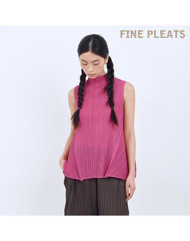 [FINE PLEATS] 피네 플리츠 하프넥 A라인 탑 마젠타