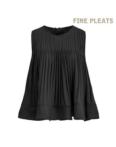[FINE PLEATS] 피네 플리츠 백 리본 플레어 블라우스 블랙