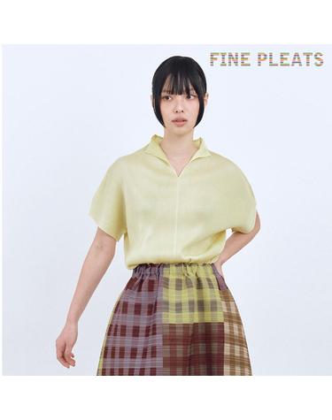 [FINE PLEATS] 피네 플리츠 슬릿 넥 탑 버터