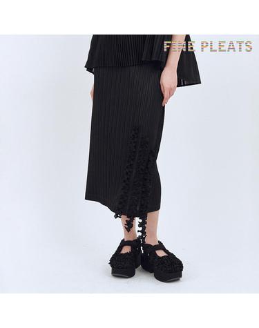 [FINE PLEATS] 피네 플리츠 멜로디 백 슬릿 스커트 블랙