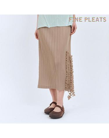 [FINE PLEATS] 피네 플리츠 멜로디 백 슬릿 스커트 오트밀