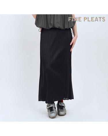 [FINE PLEATS] 피네 플리츠 트위스트 패널 롱 스커트 블랙