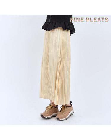 [FINE PLEATS] 피네 플리츠 트위스트 패널 롱 스커트 라이트 베이지