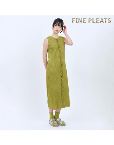 [FINE PLEATS] 피네 플리츠 멜로디 라인 롱 원피스 아보카도