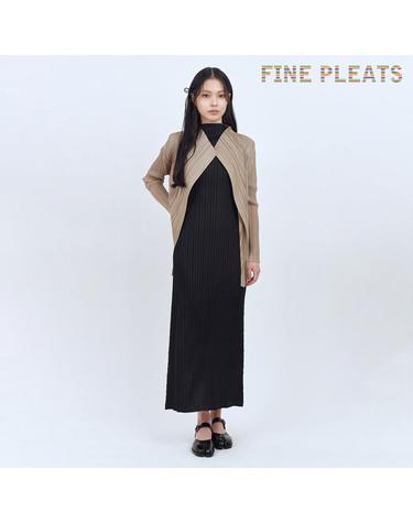 [FINE PLEATS] 피네 플리츠 스틸 H라인 롱 원피스 블랙