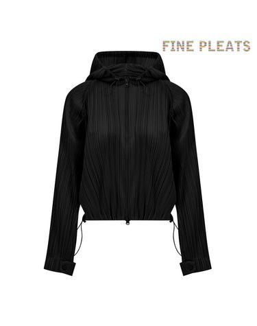 [FINE PLEATS] 피네 플리츠 레귤러 후드 집업 점퍼 블랙