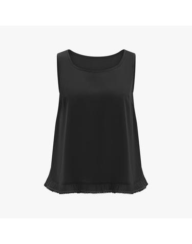 [FINE PLEATS] 피네 플리츠 레이스 레이어드 민소매 탑 블랙