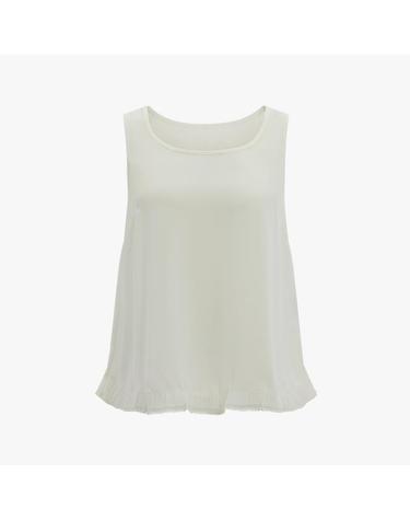 [FINE PLEATS] 피네 플리츠 레이스 레이어드 민소매 탑 아이보리