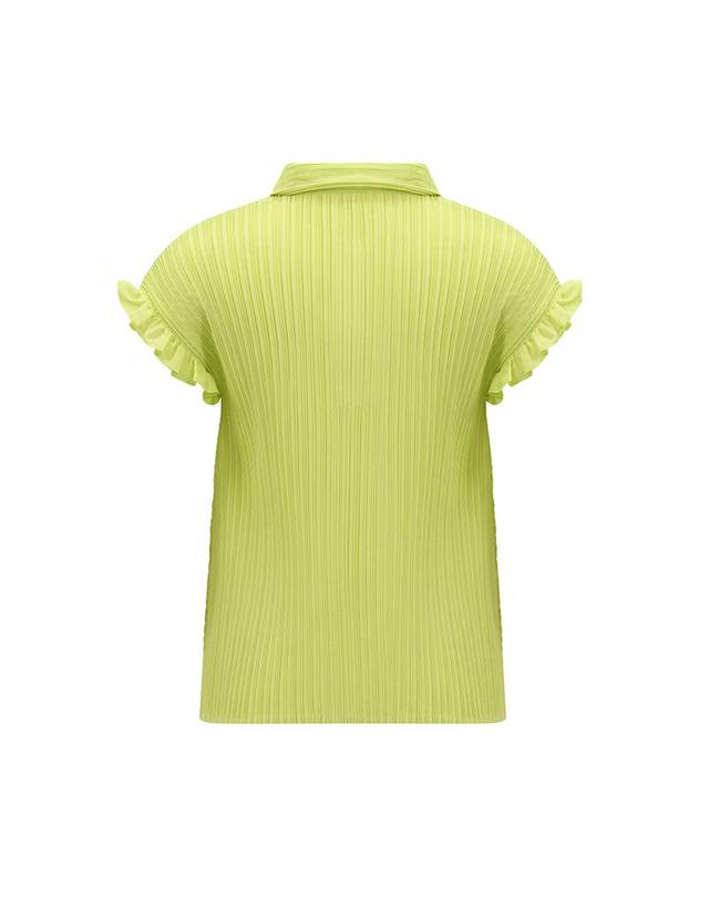 피네플리츠 [FINE PLEATS] 피네 플리츠 뉴 슈슈 카라 탑 네온 그린 착용컷