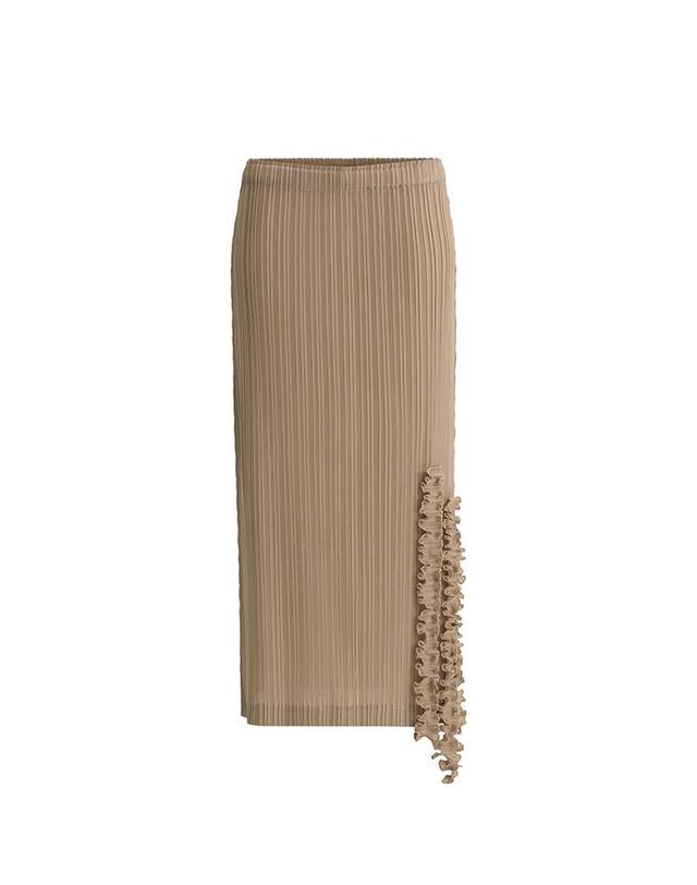 피네플리츠 [FINE PLEATS] 피네 플리츠 멜로디 백 슬릿 스커트 오트밀 착용컷
