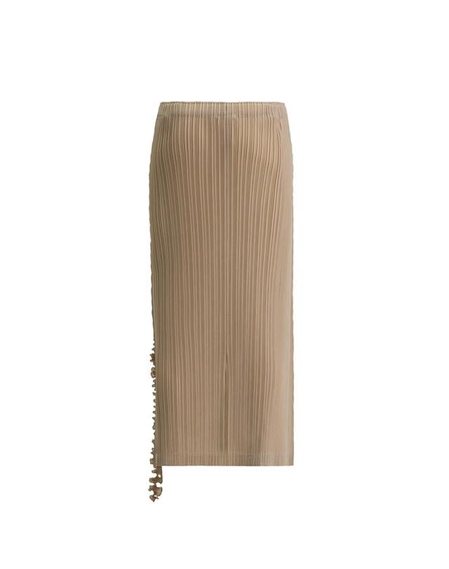 피네플리츠 [FINE PLEATS] 피네 플리츠 멜로디 백 슬릿 스커트 오트밀 착용컷