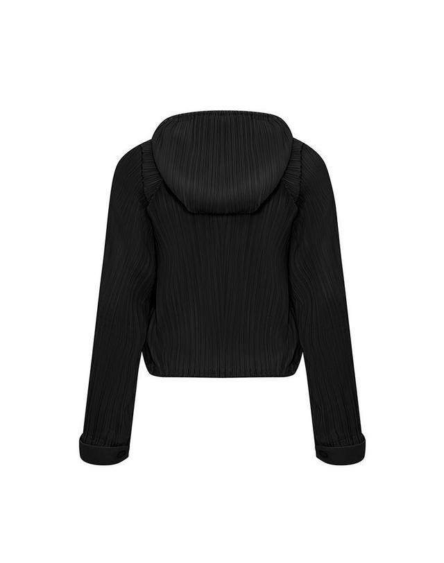 피네플리츠 [FINE PLEATS] 피네 플리츠 레귤러 후드 집업 점퍼 블랙 착용컷