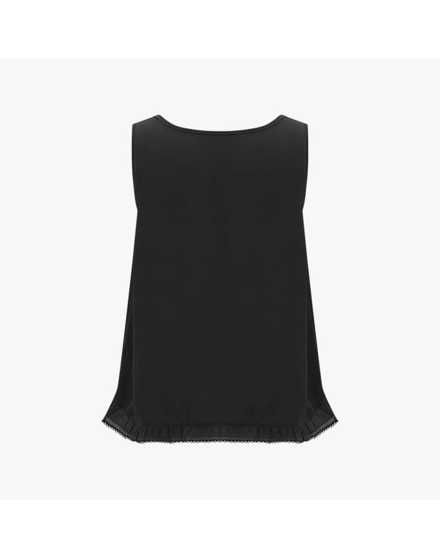 피네플리츠 [FINE PLEATS] 피네 플리츠 레이스 레이어드 민소매 탑 블랙 착용컷