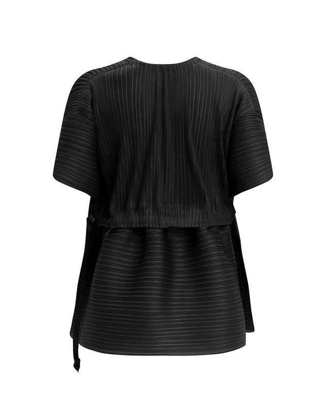피네플리츠 [FINE PLEATS] 피네 플리츠 리버스 스트링 블라우스 블랙 착용컷