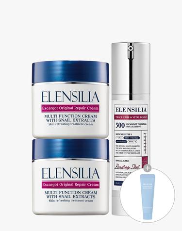 [엘렌실라] 달팽이 조합세트 (달팽이 크림 50g 2개 + 스피큘 샷 500 50ml 1개) + 미니 워터리 세럼 크림 10ml 1개 증정