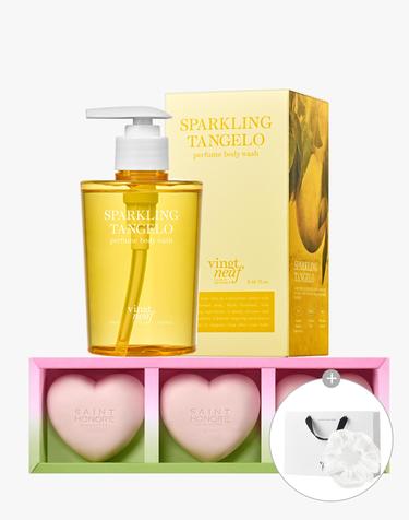 [뱅네프 생토노레] 러블리 하트 솝 3개입 1세트 + 퍼퓸 바디워시 스파클링 탄젤로 1개 + 헤어 스크런치 + 소형 쇼핑백 증정