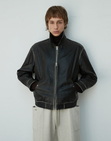 Unisex European Lambskin overfit blouson JK_Black