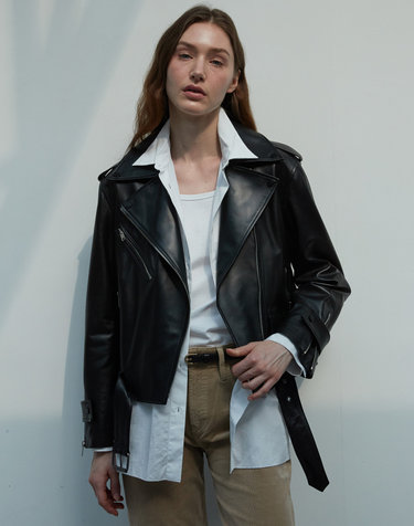 Unisex Italian nappa Lambskin Rider JK_Black