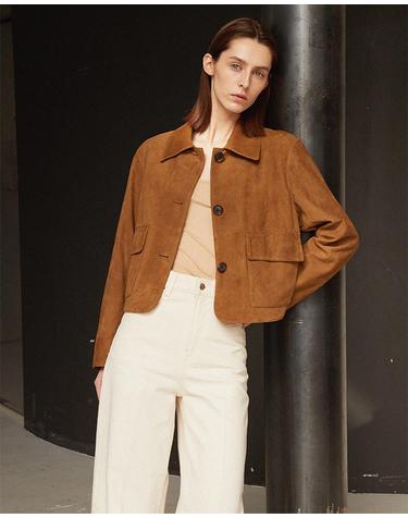 Italian suede pocket point JK_Camel
