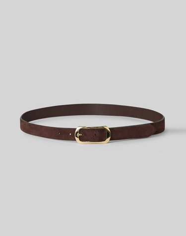 Suede Rounded leather belt_Camel