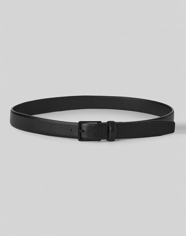 Matt square leather belt_Black