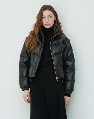 Italian nappa Lambskin Two-way Goose Down Jumper_Black