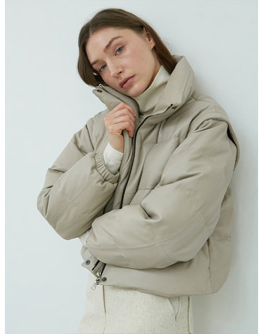 베르데마르 Italian nappa Lambskin Two-way Goose Down Jumper_Cream