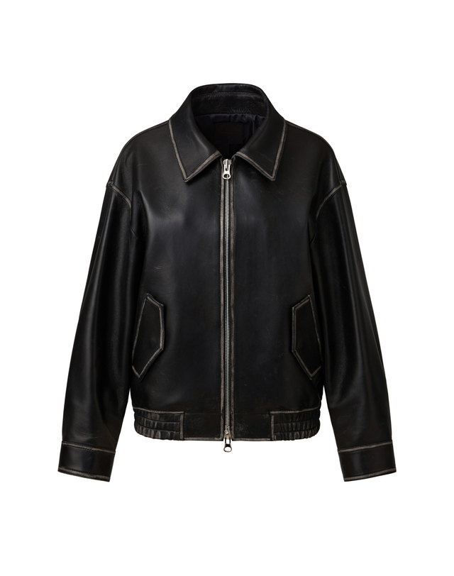 베르데마르 Unisex European Lambskin overfit blouson JK_Black 착용컷