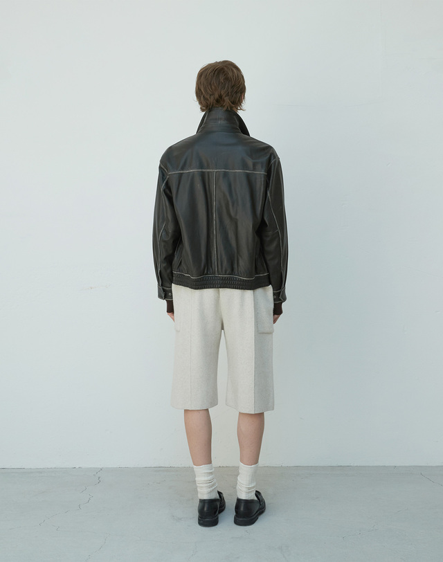 베르데마르 Unisex European Lambskin overfit blouson JK_Black 착용컷