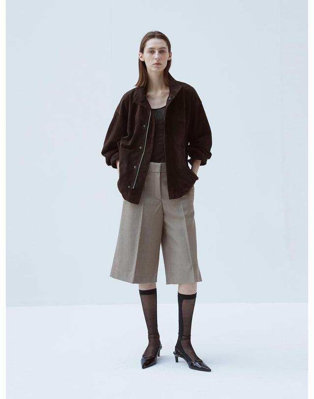 베르데마르 Italian suede High-neck overfit Jumper_Deep brown 착용컷