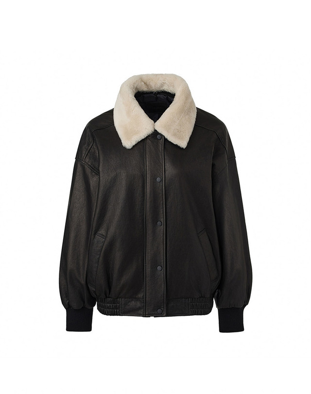 베르데마르 Italian vegetable Lambskin Shearling collar JK_Black 착용컷