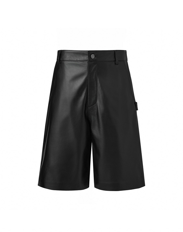 베르데마르 Italian nappa Lambskin Bermuda Pants_Black 착용컷
