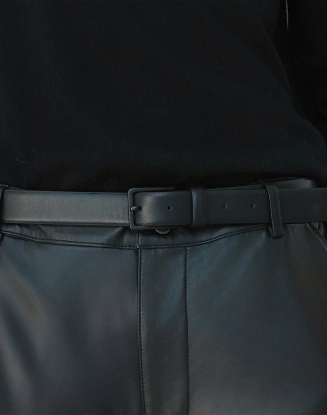 베르데마르 Matt square leather belt_Black 착용컷