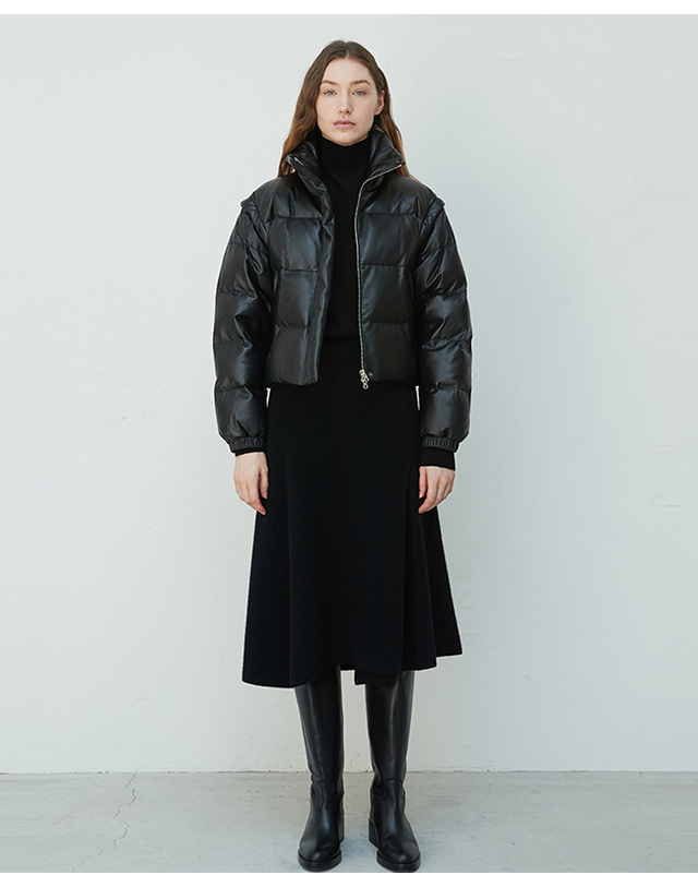 베르데마르 Italian nappa Lambskin Two-way Goose Down Jumper_Black 착용컷