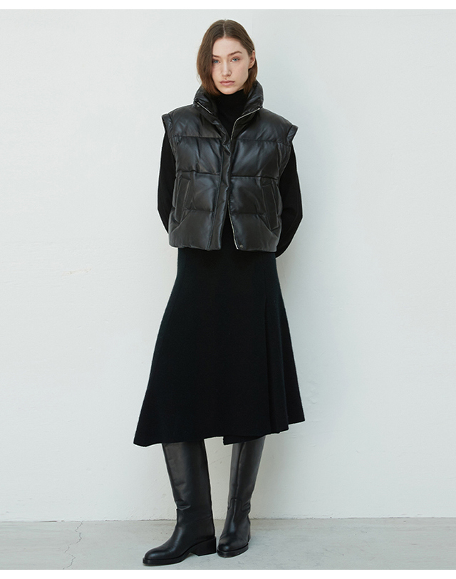 베르데마르 Italian nappa Lambskin Two-way Goose Down Jumper_Black 착용컷