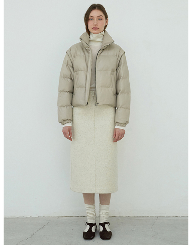 베르데마르 Italian nappa Lambskin Two-way Goose Down Jumper_Cream 착용컷