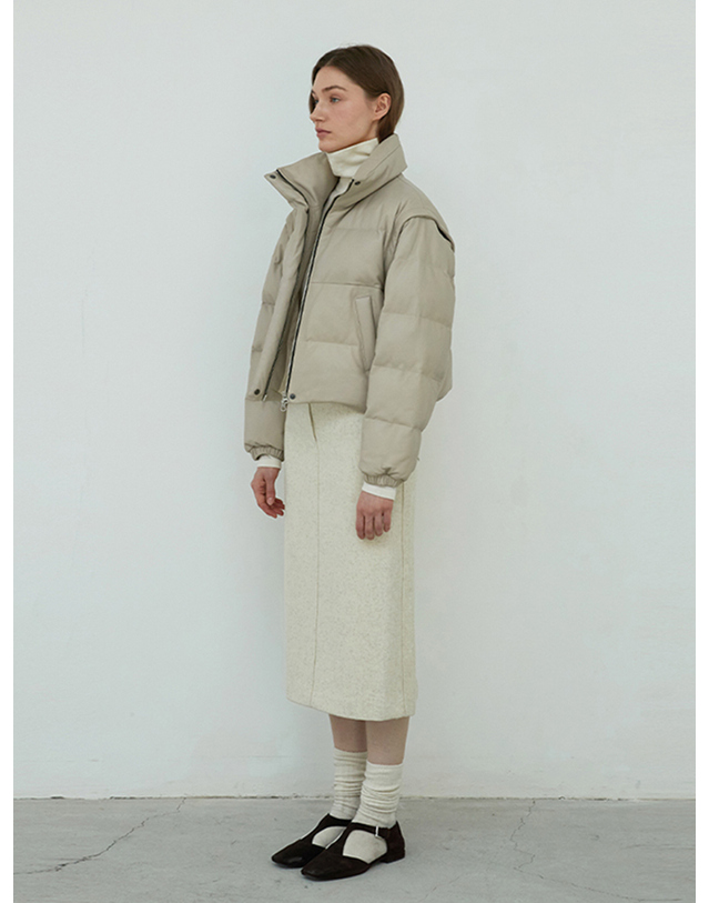 베르데마르 Italian nappa Lambskin Two-way Goose Down Jumper_Cream 착용컷