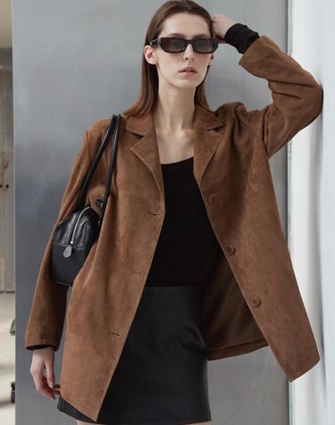 Italian suede Classic Blazer_Mocha Mousse