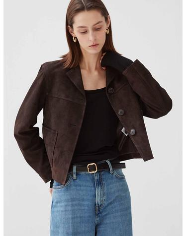 Italian suede Three Button JK_Dark Brown